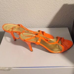 Neon Orange Patten High Heels